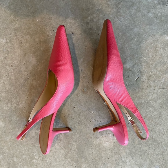 Vintage Sam Edelman Pink Slingback Heels Size 7 Y2K Coquette Kitten Heel - Picture 4 of 8